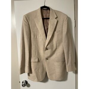 Jos A Bank Blazer Mens 42R Beige Linen Wool Blend Sport Coat Jacket Two Button